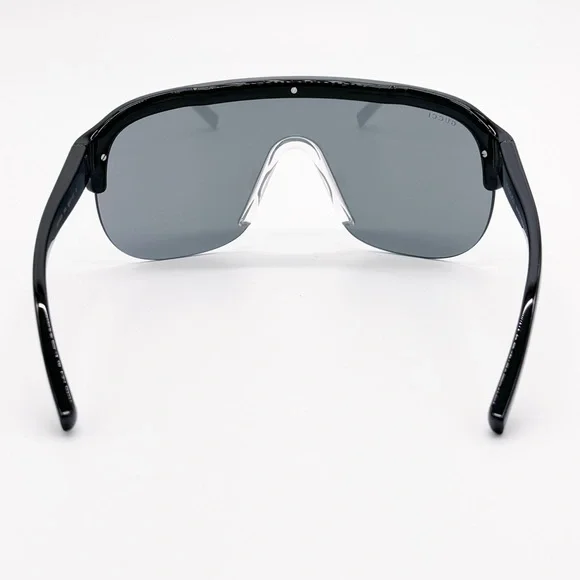 NEW GUCCI SHIELD MASK SILVER BLACK SUNGLASSES GUCCI